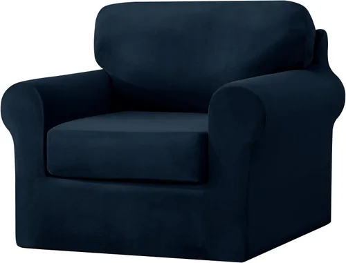 Miniatura 87 de UNBBRRL Fundas de sofá de 3 piezas para sofá, funda de terciopelo elástico para sillón con 1 funda de cojín de asiento y 1 funda de respaldo