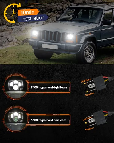 Miniatura 3 de Faros delanteros LED H6054 de 5 x 7, 7 x 6, 110 W, 8400 lm, faros delanteros de haz sellado alto y bajo, DOT antideslumbrante, compatibles con Jeep