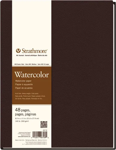 Miniatura 5 de Strathmore Libro de arte de papel de acuarela serie 400, cubierta marrón mate, blanco natural, encuadernado, 24 hojas, 5.5 x 8.5 pulgadas
