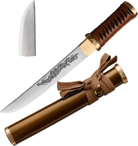 Miniatura 12 de Cuchillo de acero al manganeso 1065 hecho a mano con accesorios de cobre Azul