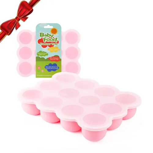 Miniatura 9 de Samuelworld Contenedor de almacenamiento de alimentos para bebés, 12 porciones x 2.5 onzas, bandeja de silicona sin BPA con tapa de clip para Azul
