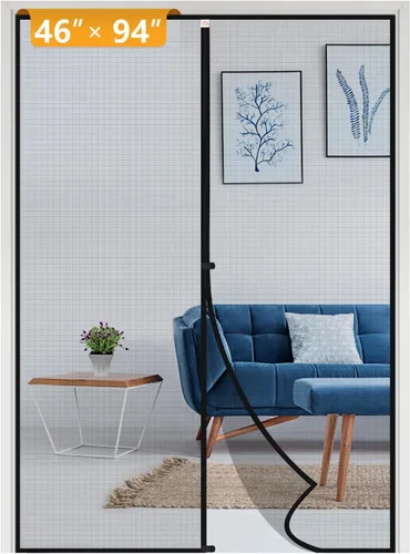 Miniatura 24 de Yotache - Puerta mosquitera magnética estrecha para puerta de 26 x 78 pulgadas, tamaño de malla de 28 x 79 pulgadas, malla de fibra de vidrio Negro