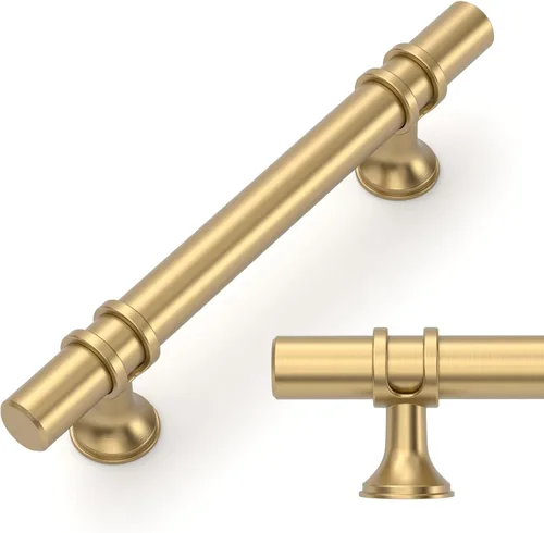 Miniatura 33 de Amerdeco ZH0050 - Paquete de 10 pomos de bronce champán para gabinetes, barra en T de 2 pulgadas, manijas de gabinete de cocina, manijas