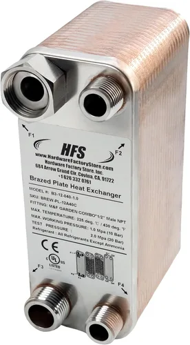 Miniatura 5 de HFS (R) Intercambiador de calor de acero inoxidable 304 de 40 placas de cerveza casera, 7.5 x 2.9 pulgadas, M&F GARDEN COMBO x 1/2 pulgada macho