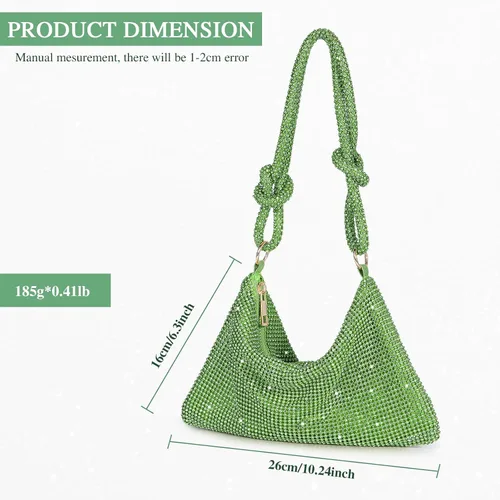 Miniatura 5 de UBORSE Bolso pequeño con purpurina y diamantes de imitación, embrague de lentejuelas para mujer