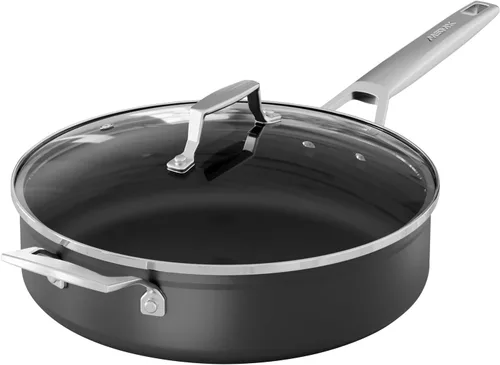 Miniatura 10 de MsMk Sartén antiadherente de 3.0 cuartos de galón con tapa, sartén antiadherente de titanio y cerámica de 9.5 pulgadas con tapa, mango que se