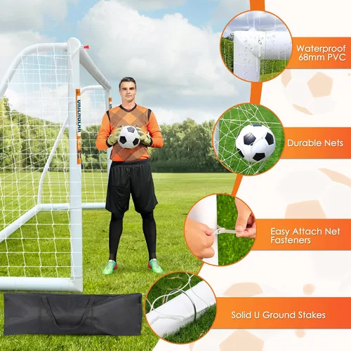 Miniatura 4 de ORIENGEAR Soccer Goal, 12x6/10x6.5/8x6/6x4 Full Size Soccer Goals for Backyard, Soccer Net with Training Discs, Portable Soccer Goal for Kids and