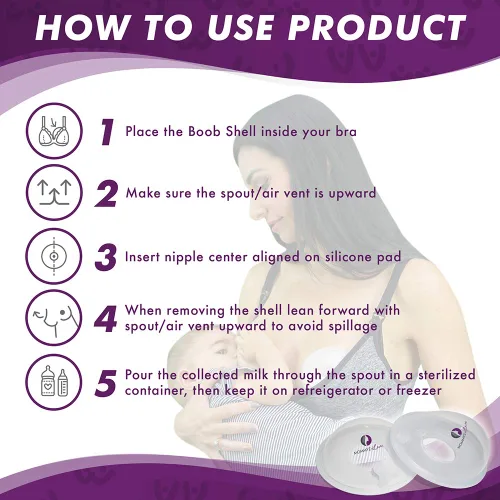 Miniatura 5 de Mommyz Love Protectores de pezones y recolector de leche para lactancia materna, nuevo modelo con tapones – Recolector de leche materna para aliviar