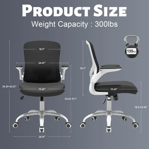 Miniatura 2 de Silla ergonómica de oficina de respaldo alto con soporte lumbar ajustable, silla de computadora de malla, reposacabezas y brazos abatibles