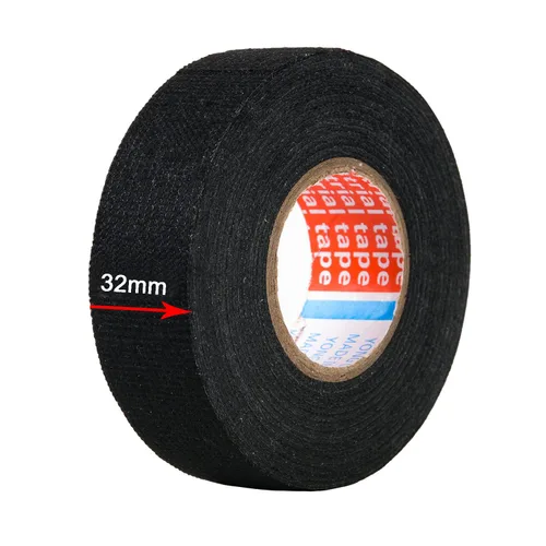 Miniatura 2 de HSTECH 2 rollos de cinta de arnés de cable de 1.26 pulgadas de ancho, cinta de tela de cableado de altavoz, cinta adhesiva negra, para arnés