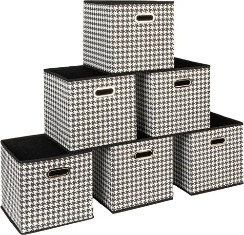 Miniatura 26 de Household Essentials Cubos de Almacenamiento de Tela Plegables Paquete de 6 – 11x11x11 Contenedores No Tejidos Apilables con Lados de Cartón