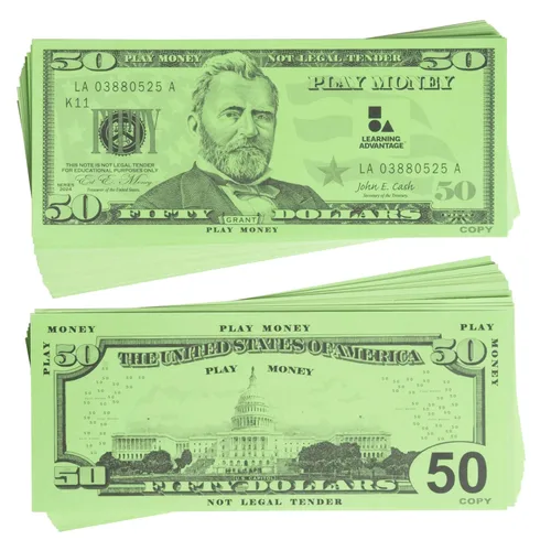Miniatura 12 de LEARNING ADVANTAGE Billetes de juego de un dólar Juego de 100 Tamaño como efectivo real Dinero de juego para enseñar moneda y contar
