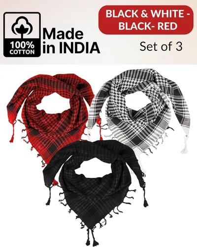 Miniatura 64 de LOVARZI Shemagh Cottons Arab Keffiyeh - Bufanda militar táctica para cabeza y cuello