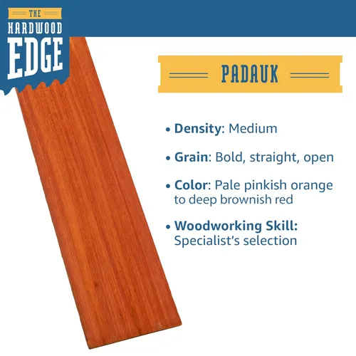 Miniatura 3 de Padauk Tablones de Madera Dura - Paquete de 2 Tablones de Madera Padauk Sin Terminar - 1/8'' (3mm) 100% Madera Dura Pura - Tablones para Grabado