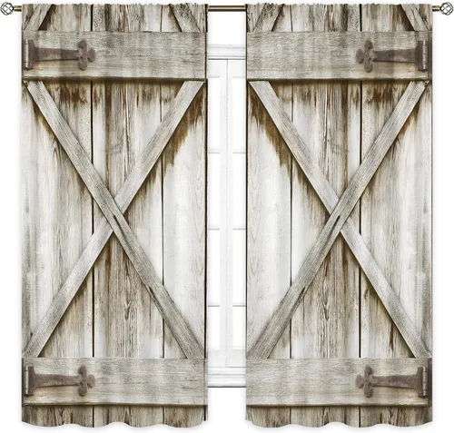Miniatura 9 de Cortinas de cocina rústica Cinbloo de 52 pulgadas de ancho x 18 pulgadas de alto, bolsillo para barra, diseño de vaca occidental, cenefa campestre