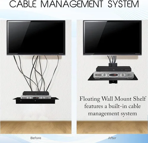 Miniatura 5 de FEBTECH Estante de pared flotante de metal, soporte resistente para proyectores, reproductores de DVD, consolas de juegos y accesorios de TV