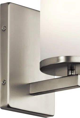 Miniatura 8 de Kichler Crosby 45495NI - Aplique de pared de 9.25 pulgadas en níquel cepillado, 1 luz contemporánea para pasillo o baño con cristal de ópalo