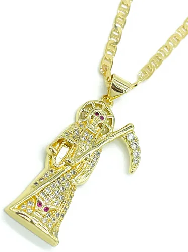 Miniatura 2 de Ray Jewelry - Collar con colgante chapado en oro de 14 quilates, eslabones marineros de 22 pulgadas de largo, 1.417 x 0.669 in oro laminado de 14
