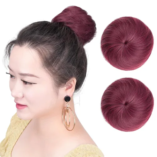 Miniatura 12 de Moños para el cabello, 2 unidades, color marrón, moño falso, para el lugar de trabajo, nupcial, boda, pelo updo para mujeres y abuelas