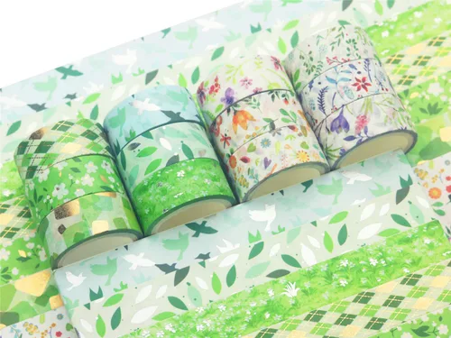 Miniatura 7 de YUBBAEX - Juego de cinta adhesiva Washi Tape dorada poética VSCO con lámina de plata floral, decorativa para arte, manualidades, bricolaje, Sauce 12