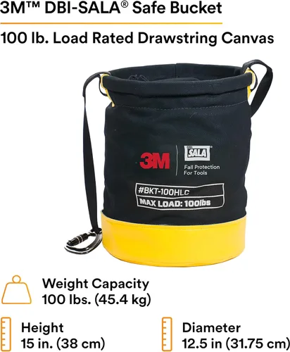 Miniatura 2 de 3M DBI-SALA - Protección contra caídas para herramientas, 1500133, cubo seguro de lona para control de derrames con 6 puntos de conexión de anillo