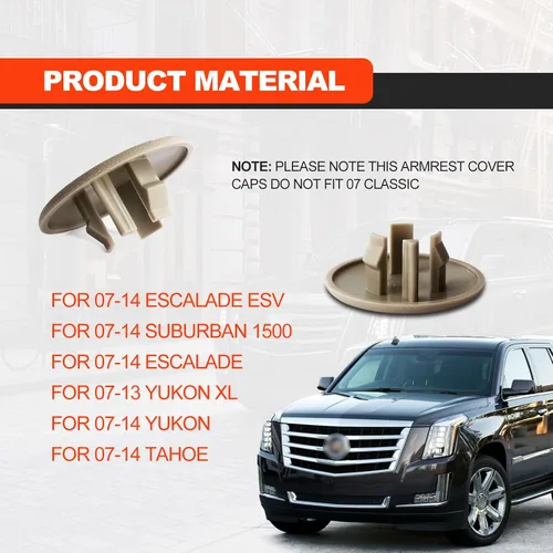 Miniatura 3 de 2 piezas Cubierta de Tapa de Reposabrazos Compatible con Tahoe Suburban Yukon Cadillac Escalade 07-19 Piezas de Asiento - Reemplaza 15279689