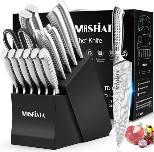 Miniatura 9 de MOSFiATA Juego de 6 cuchillos, juego de cuchillos japoneses de acero inoxidable para cocina con bolsa de almacenamiento de tela Oxford, apto