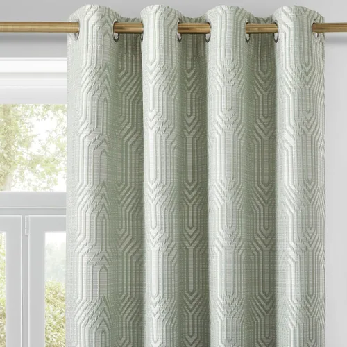 Miniatura 17 de Cortinas de patrón geométrico jacquard 100% opacas beige y plateado, 2 paneles de 52 pulgadas de ancho y 63 pulgadas de largo, con aislamiento