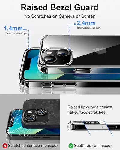Miniatura 5 de HOOMIL Funda para iPhone 13 de 6.1 Pulgadas, sin amarillamiento, protección contra caídas, cubierta trasera dura transparente antiarañazos - Cristal