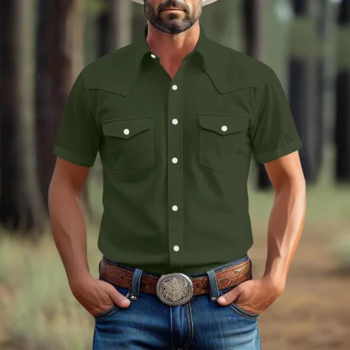 Miniatura 2 de Men's Short Sleeve Button Down Shirts Cargo Shirt Fashion Casual Summer Beach Shirts Business Work Basic Tee Tops