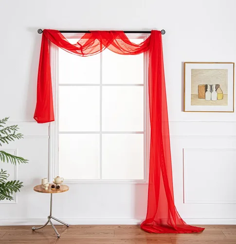 Miniatura 12 de WPM - Bufanda negra para ventana, cenefa extra larga y transparente para ventana, 38 pulgadas de ancho x 216 pulgadas de largo, cenefas de gasa