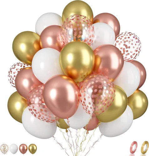 Miniatura 18 de Globos de graduación azules y dorados, 60 globos impresos con texto en inglés "Felicitaciones", 12 pulgadas, azul marino, blanco, azul, metálico
