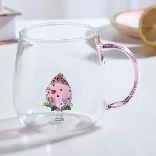 Miniatura 14 de Taza de Café 3D de Cristal con Animales y Plantas en el Interior, Copa de los Deseos como Regalo - Tazas para Fiesta, Oficina, Mañana para Leche