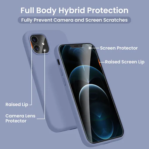 Miniatura 4 de Cordking [5 en 1] - Funda de silicona a prueba de golpes con forro de microfibra diseñada para iPhone 12 / 12 Pro, con 2 protectores de pantalla + 2