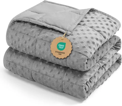 Miniatura 9 de Kivik Manta con peso de 3 libras, manta pesada de puntos Minky suave refrescante para una mejor relajación y sueño, lavable a máquina, 36 x 48 Gris