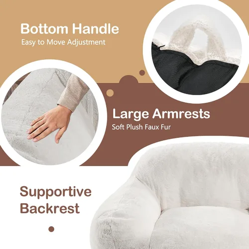 Miniatura 5 de Puf gigante para adultos, sillas grandes de espuma viscoelástica, sofá puff de gran tamaño con relleno, silla de lectura grande de piel sintética