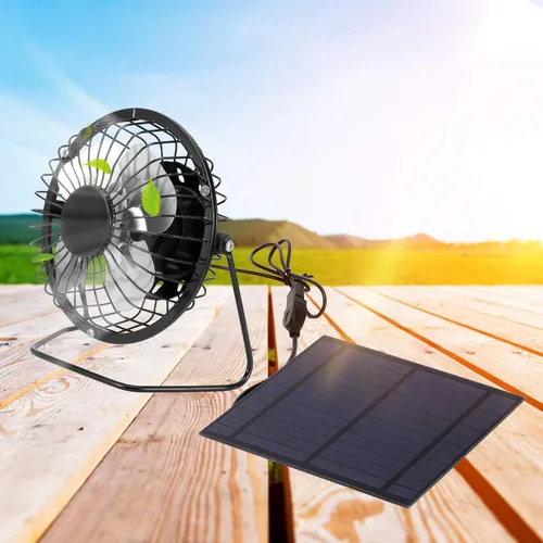 Miniatura 2 de Ventilador alimentado por energía solar, ventilador de enfriamiento de 5 W con mini panel solar, mini ventilador de ventilador para invernadero