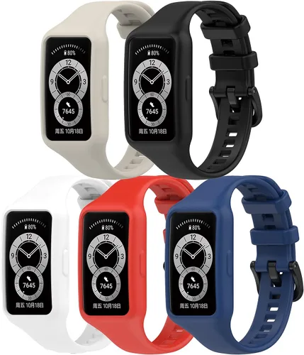 TenCloud Paquete de 5 correas compatibles con HONOR Band 6, bandas deportivas de silicona de repuesto compatibles con Huawei Band 6/Band 7
