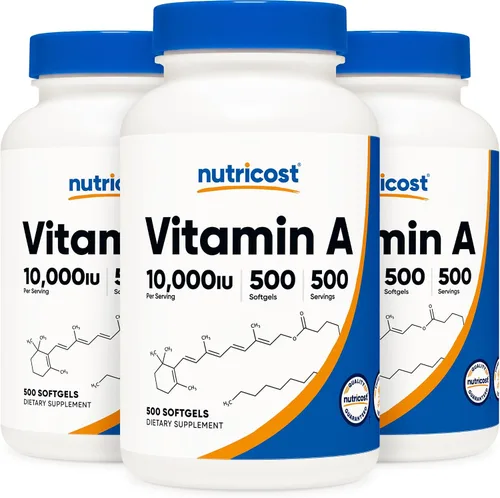 Miniatura 8 de Nutricost Vitamina A 10.000 UI, 500 cápsulas blandas (2 botellas)