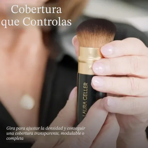 Miniatura 5 de LAURA GELLER NEW YORK - Brocha retráctil con mango de aluminio Kabuki, para todo el maquillaje facial y base para maquillaje facial líquido, crema