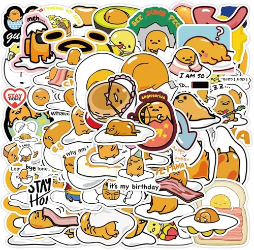 Miniatura 2 de CHVISO 60 calcomanías Kawaii de huevo perezoso japonés, calcomanías de vinilo impermeables para niños, adolescentes, adultos, laptop, botellas