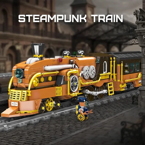 Miniatura 2 de Mould King 12046 Kit de construcción de tren Steampunk, modelo de locomotora RC de 1954 piezas con aplicación y control remoto, tren motorizado