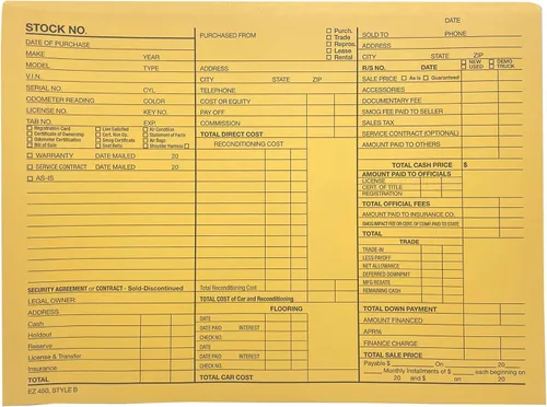 EZ Line Sobres impresos para registro de ofertas de vehículos de 9 x 12 pulgadas, paquete de 100 unidades (detalles de Manilla)