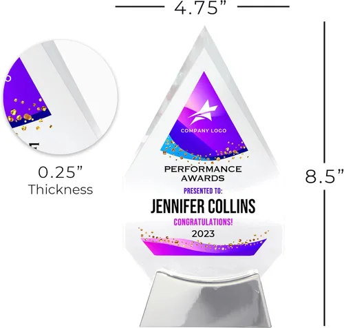Miniatura 5 de Placa de vidrio personalizada de 9 1/4 pulgadas para premios y trofeos, premio personalizado para empleado del mes, regalo de jubilación, liderazgo