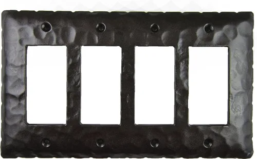 Rancho rústico Hierro forjado Quad Decora placa de interruptor cover eph145, Bronce