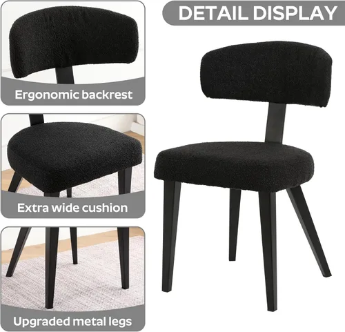 Miniatura 9 de Juego de mesa de comedor redonda para 2, mesa de cocina de 3 piezas y sillas Boucle para 2, juego de mesa de comedor redonda de 36 pulgadas con 2