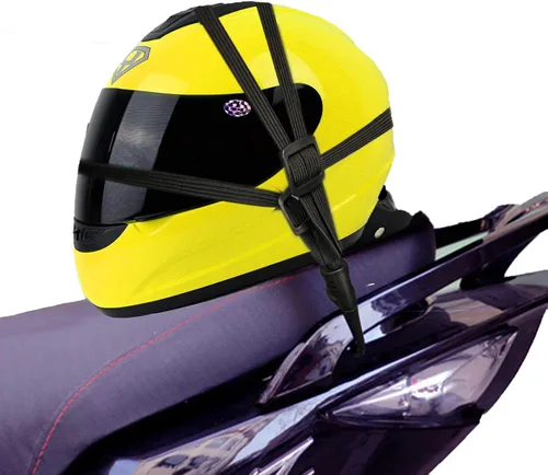 Miniatura 5 de Paquete de 2 cuerdas elásticas retráctiles para casco de motocicleta de 24 pulgadas, correa elástica retráctil con 2 ganchos (negro)