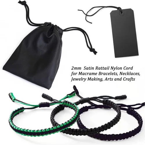 Miniatura 7 de FQTANJU Cordón de nailon satinado de 300 pies de 0.079 in para nudos chinos, artes y manualidades, pulseras de macramé, collares, fabricación