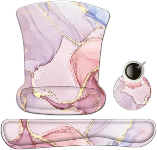 Miniatura 16 de AIMSA Reposamuñecas para teclado y alfombrilla para mouse con soporte para muñeca, base de goma antideslizante ergonómica de espuma viscoelástica