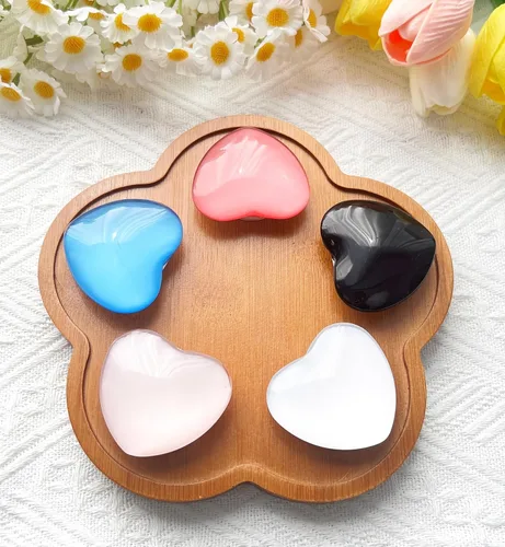 Miniatura 6 de Accesorio transparente para teléfono móvil en forma de corazón, soporte plegable de resina negra, base elástica transparente, adecuado
